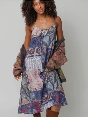 ✌️🌻 NATURAL LIFE 🌻✌️ Bohemian Patchwork Floral Lizzie Slip Dress - Small, NWT